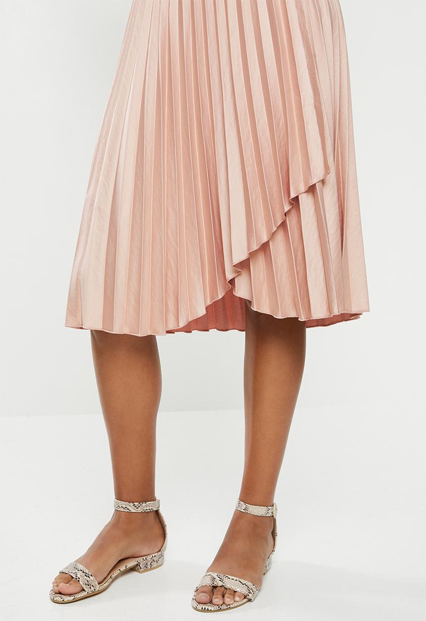 MILLA - Pleated wrap midi skirt - rose dust