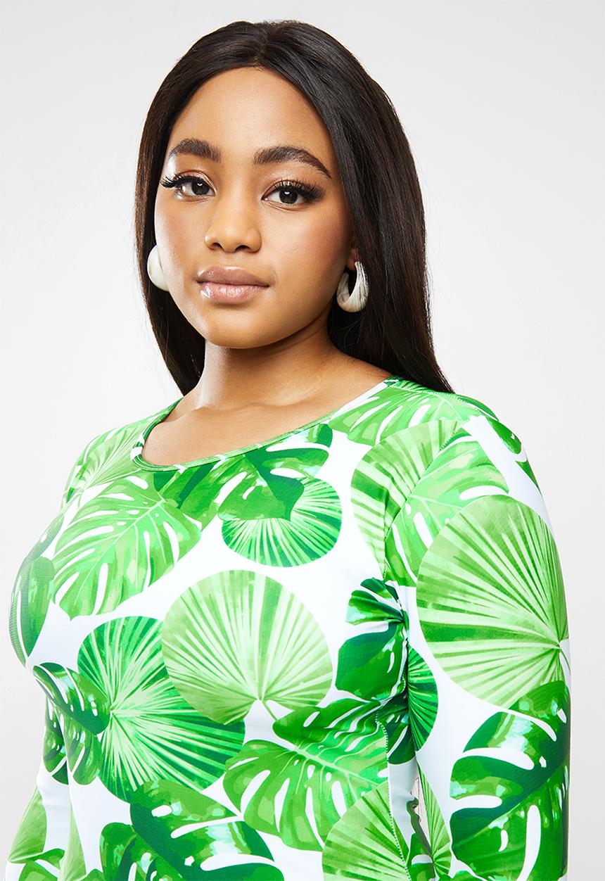 Bacon Bikinis - Long sleeve swimsuit - green & white