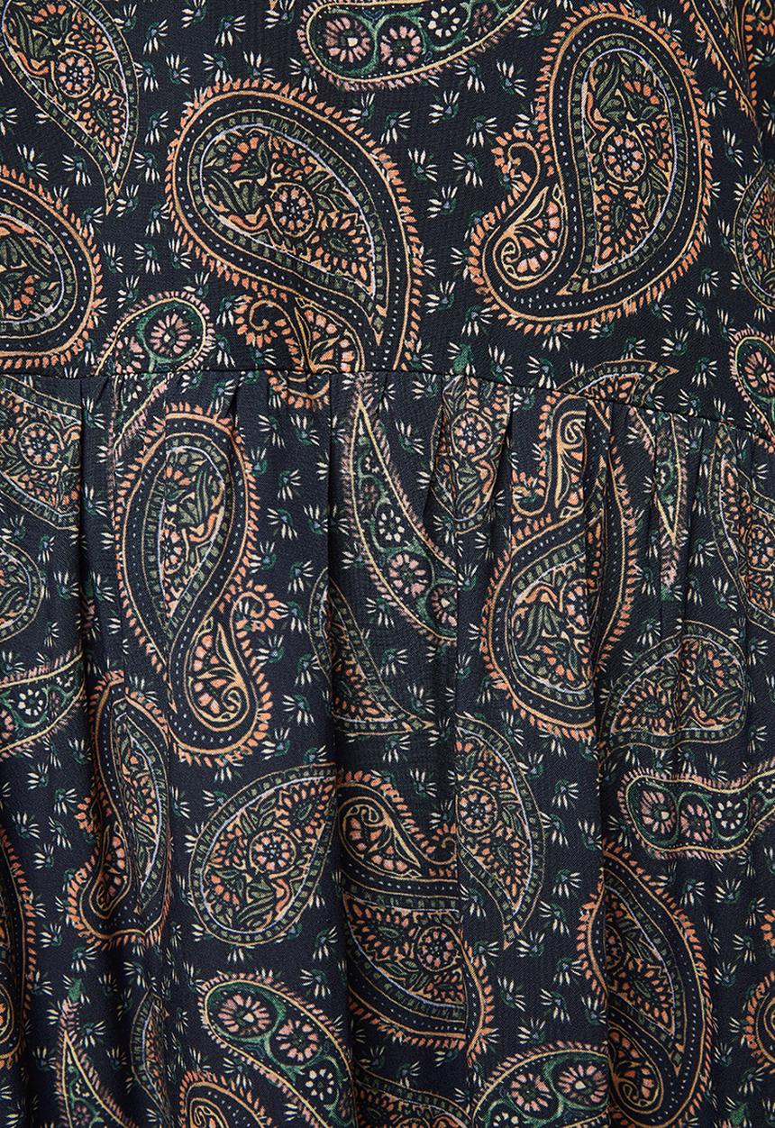 edit Plus - Long sleeve tiered maxi floral dress - navy & orange 