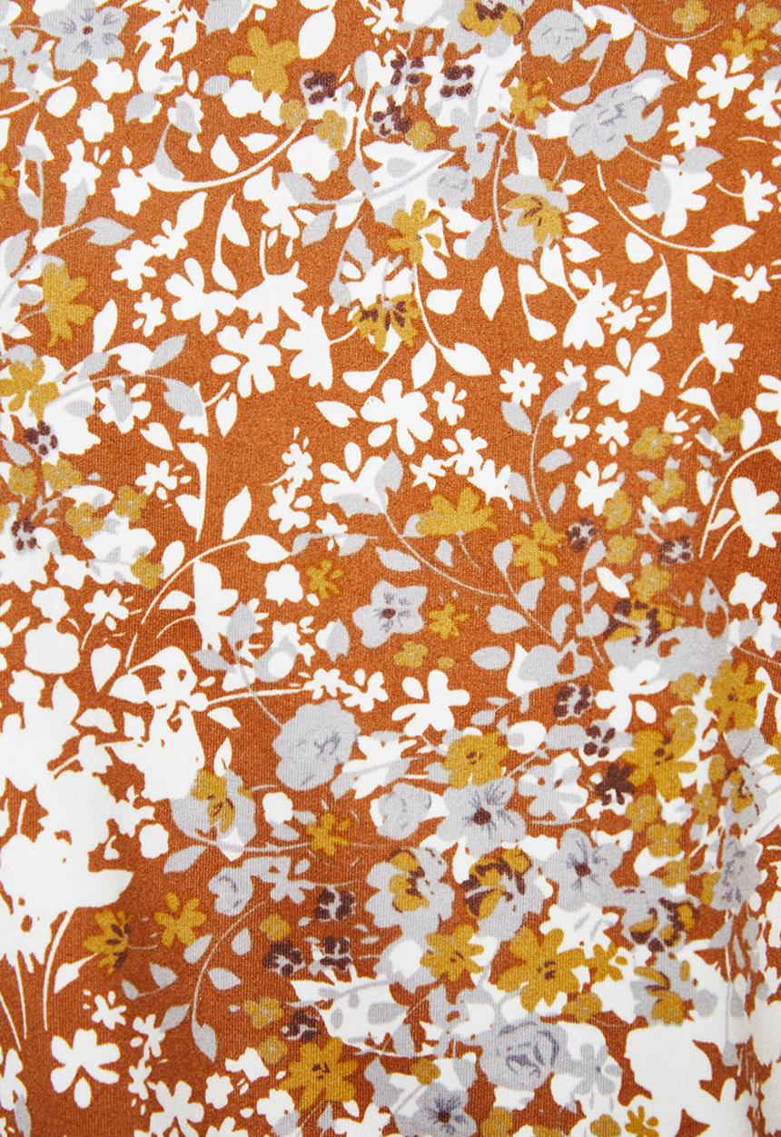 edit Plus - Balloon sleeve wrap tier dress - rust