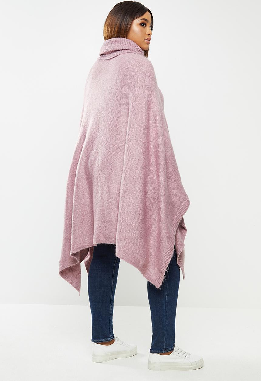 edit Plus - Plus rolled neck poncho - pink
