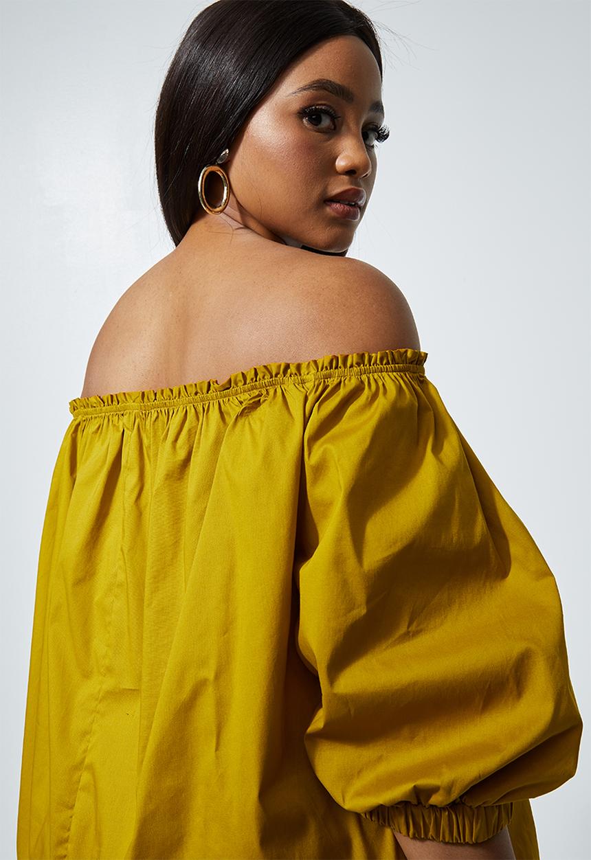 Superbalist - Off the shoulder cotton blouse - mustard