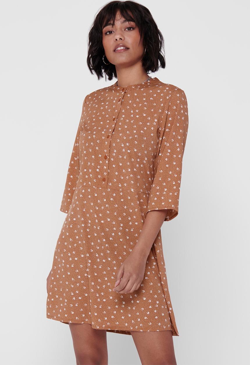 Jacqueline de Yong - Ora 3/4 dress - brown