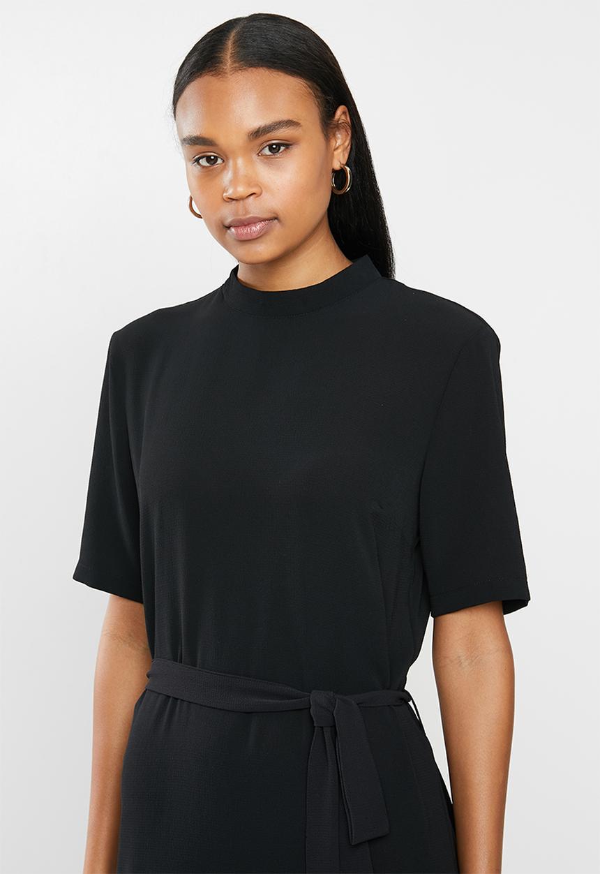 Jacqueline de Yong - Piper 2/4 highneck dress - black