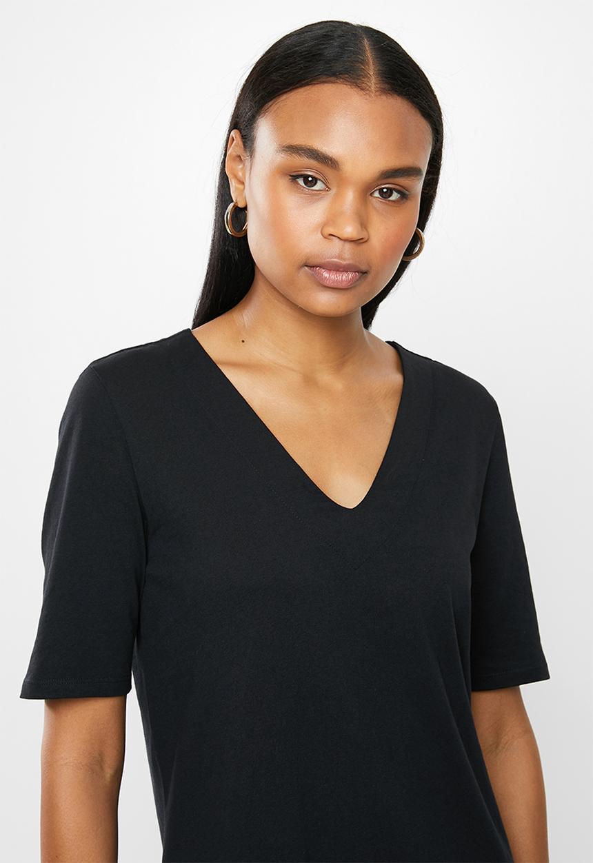 Jacqueline de Yong - Tonya life short sleeve V-neck dress - black