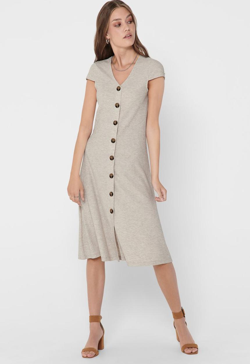 ONLY - Nella short sleeve dress - stone