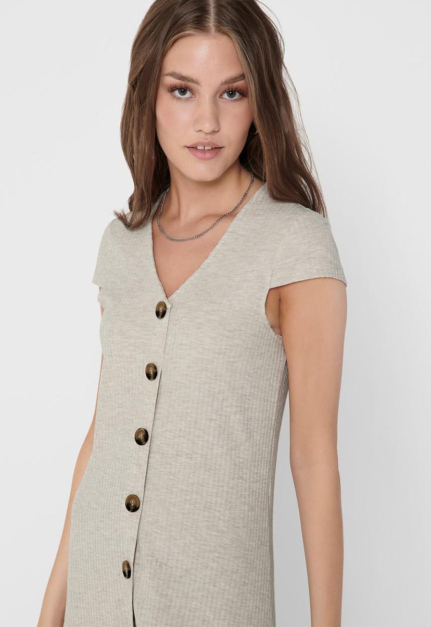 ONLY - Nella short sleeve dress - stone