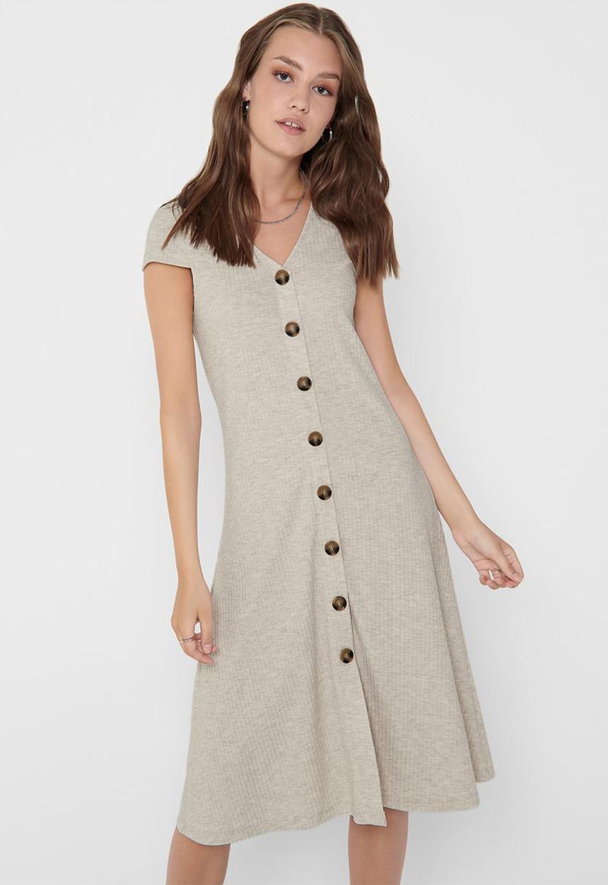 ONLY - Nella short sleeve dress - stone