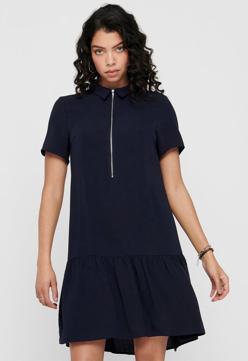 ONLY - Ranona short sleeve zip dress - navy