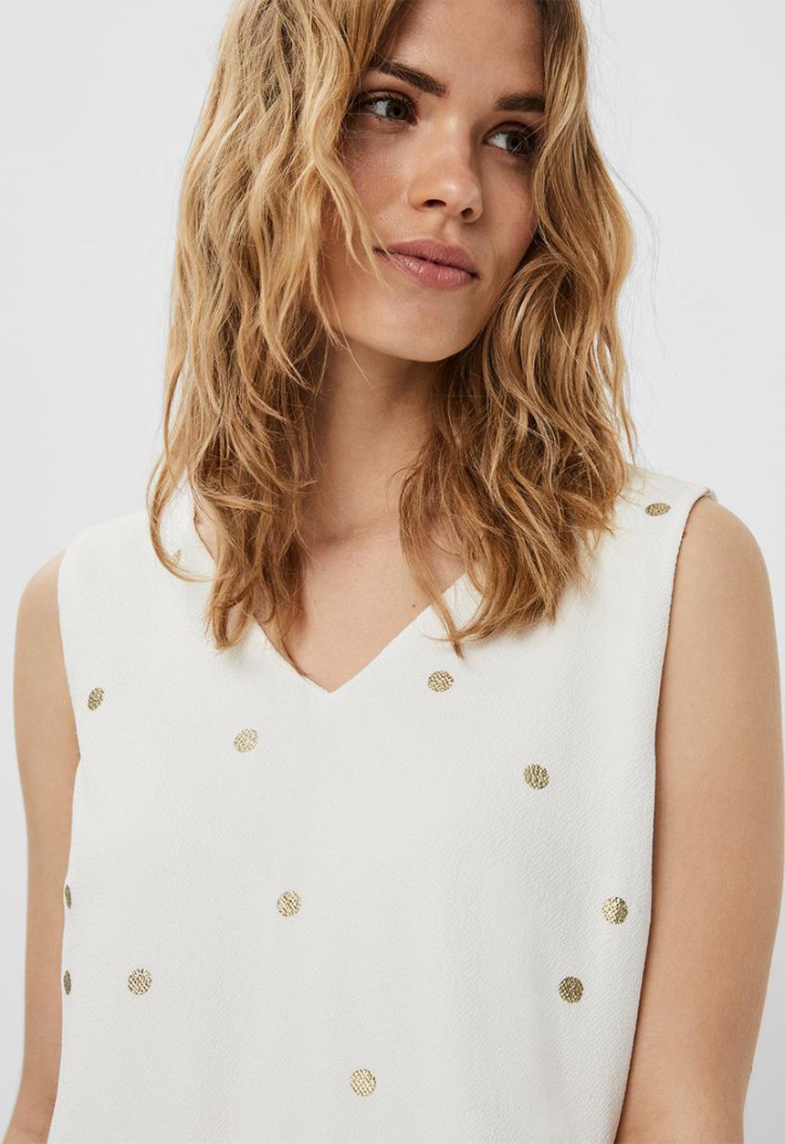 Vero Moda - Big dot sleeveless short dress - white