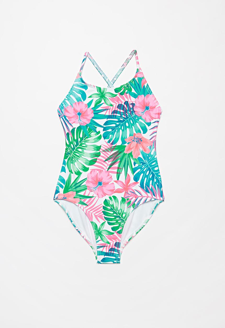 Rebel Republic - Tropical floral print one piece swimsuit - multi