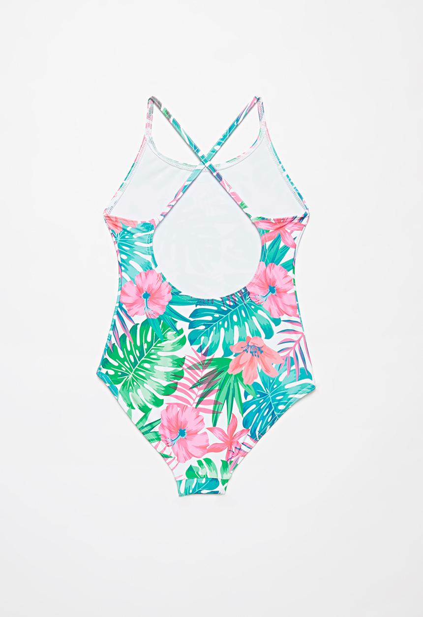 Rebel Republic - Tropical floral print one piece swimsuit - multi