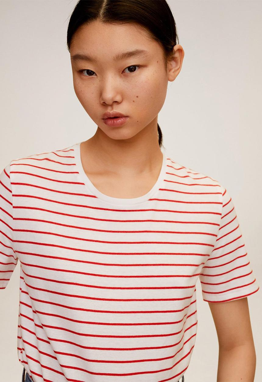 MANGO - T-shirt pschalo - red & white 
