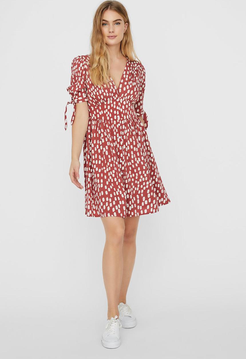 Vero Moda - Daniella 3/4 short dress - red & white