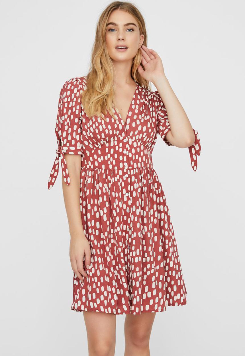 Vero Moda - Daniella 3/4 short dress - red & white