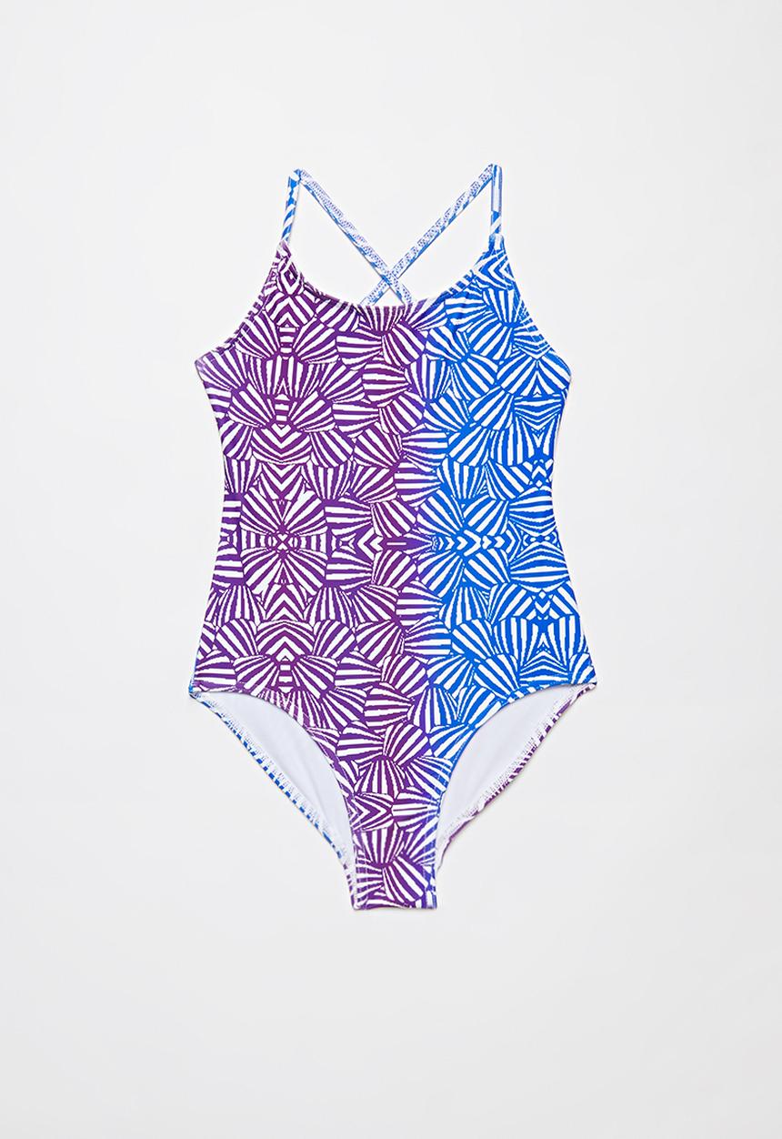 Rebel Republic - Shells one piece swimsuit - blue & purple 
