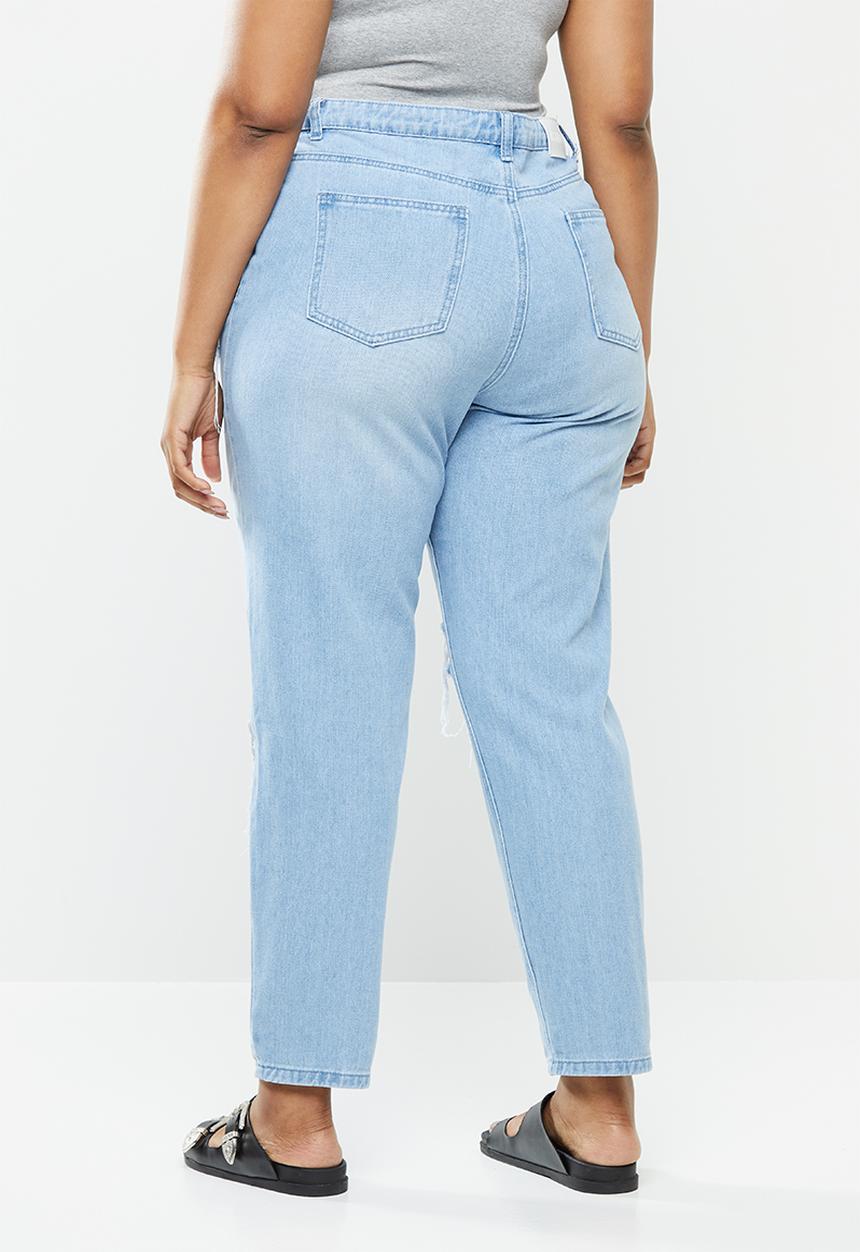 Missguided - Plus riot highwaisted roll hem mom jean - blue