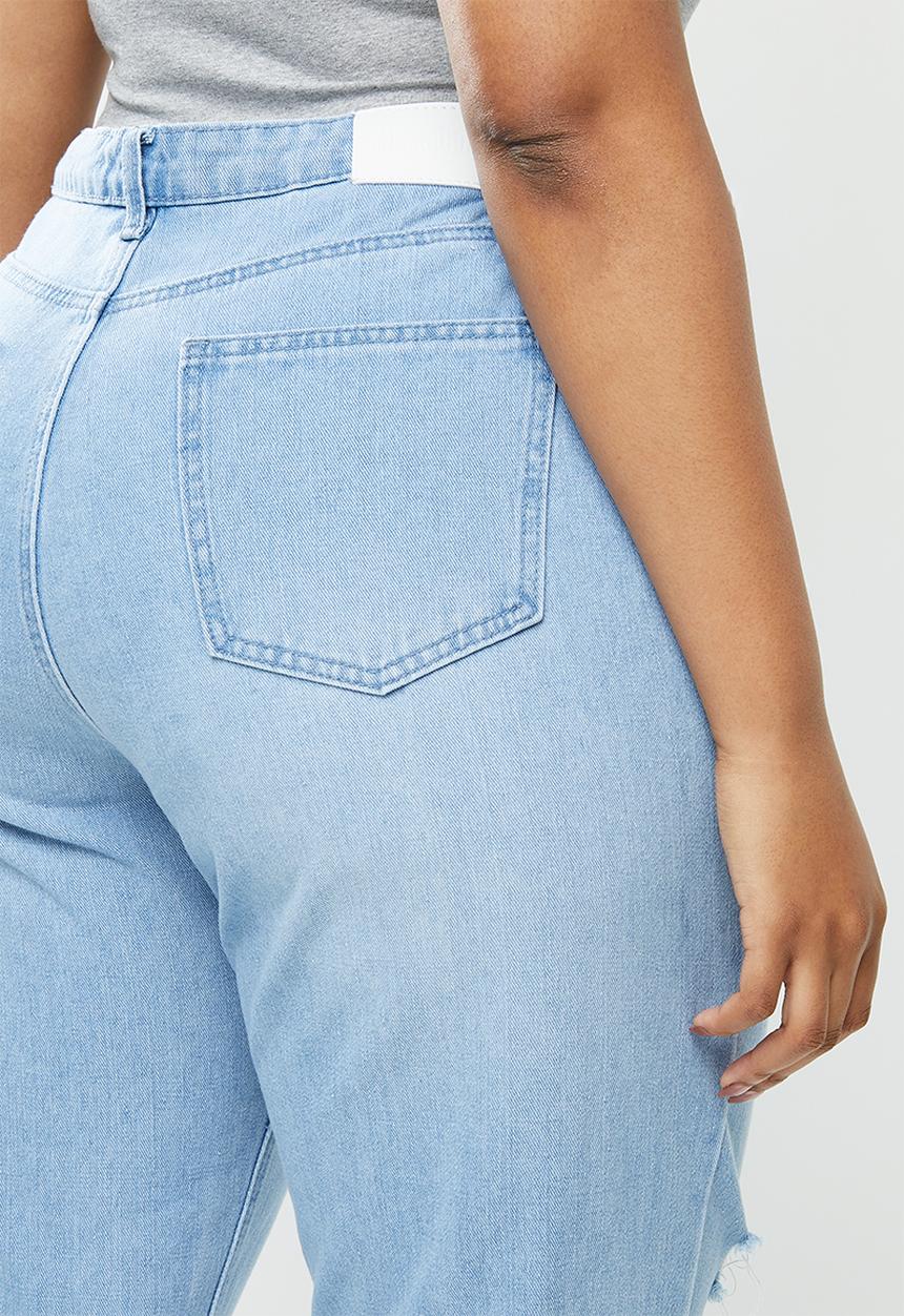 Missguided - Plus riot highwaisted roll hem mom jean - blue