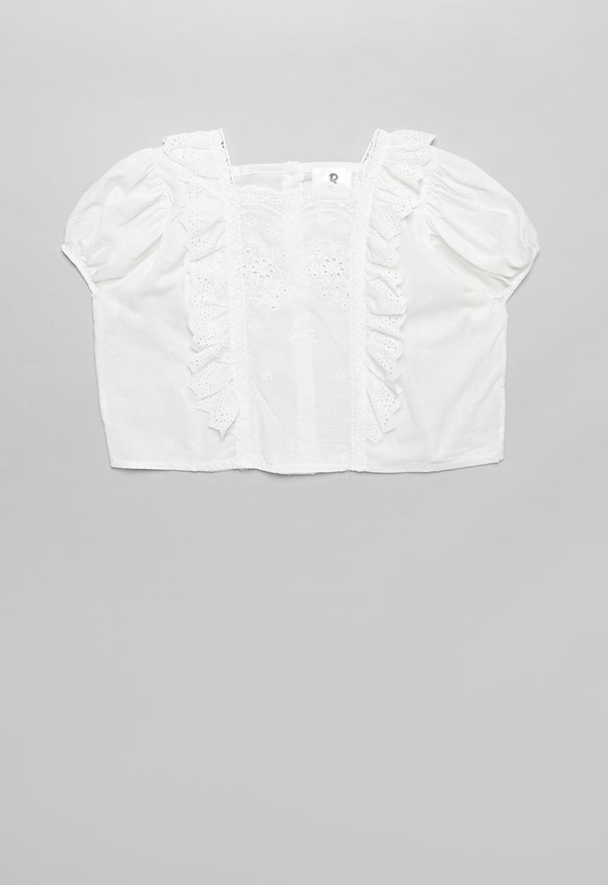 Rebel Republic - Girls ruffle trim top - white