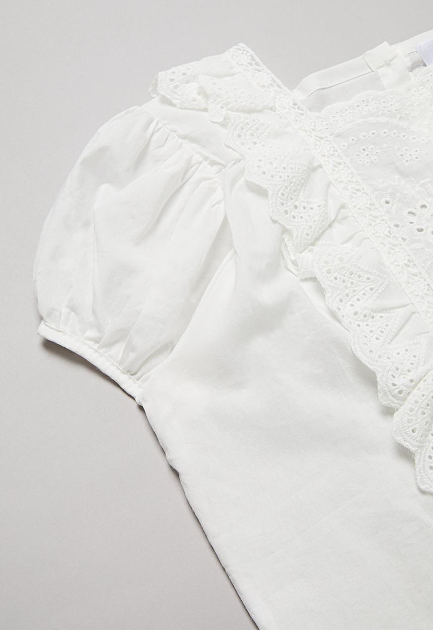 Rebel Republic - Girls ruffle trim top - white