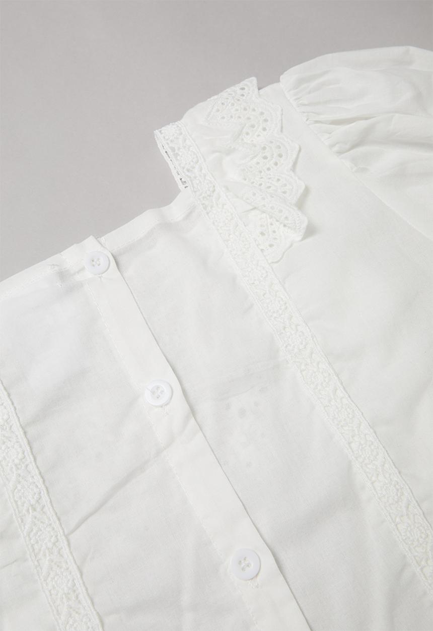 Rebel Republic - Girls ruffle trim top - white