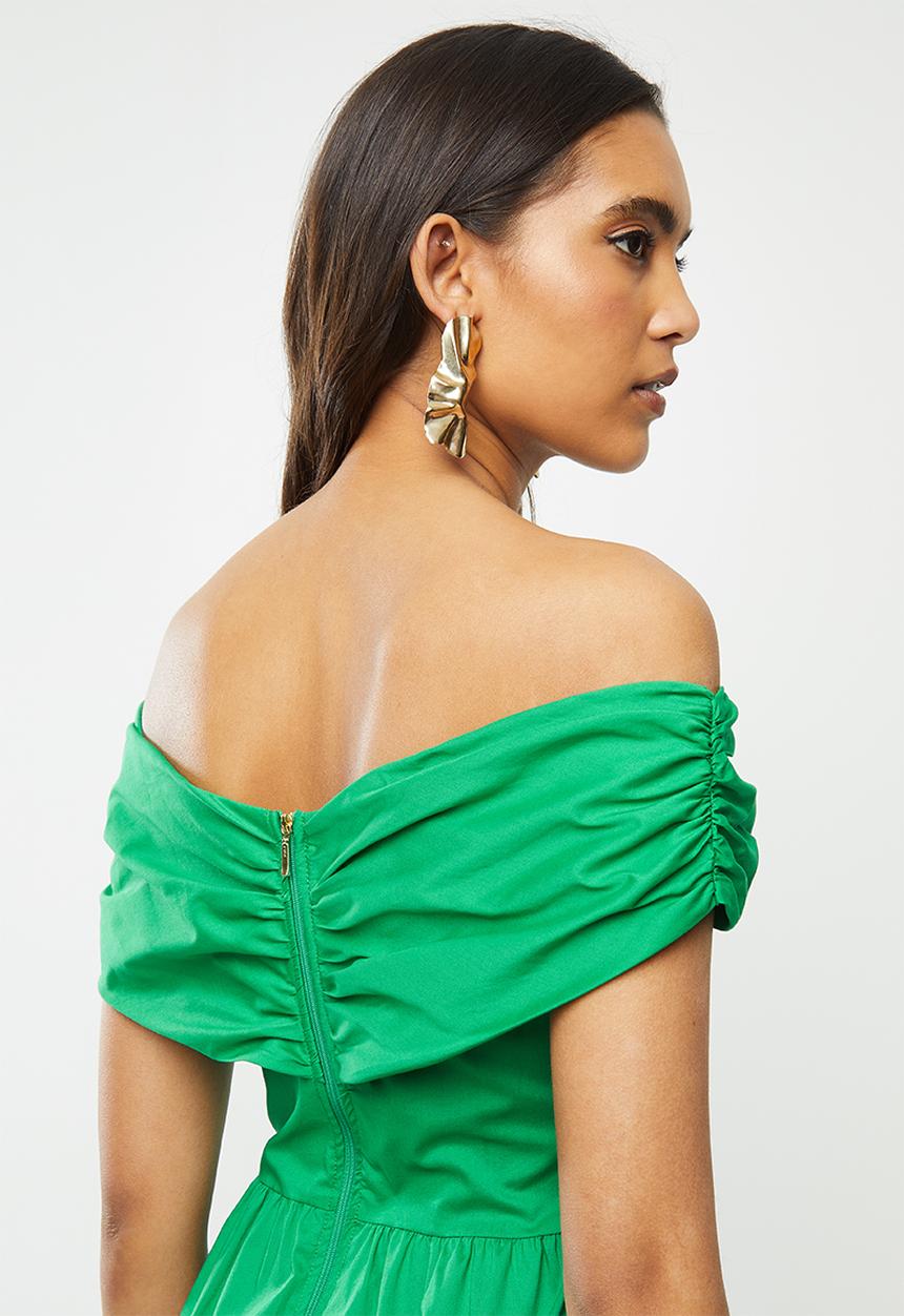 VELVET - Bardot wrap dress - green