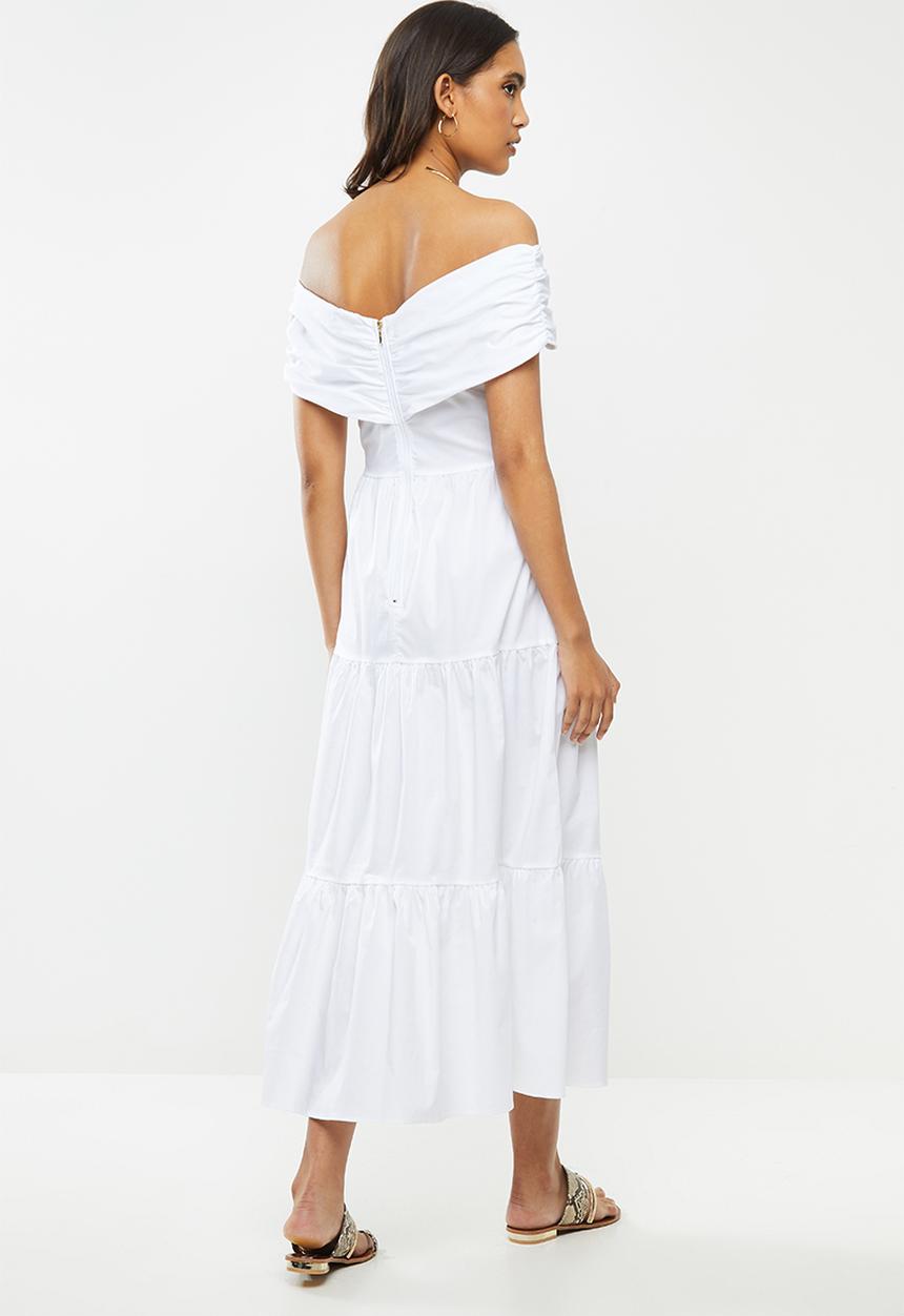 VELVET - Bardot wrap dress - white