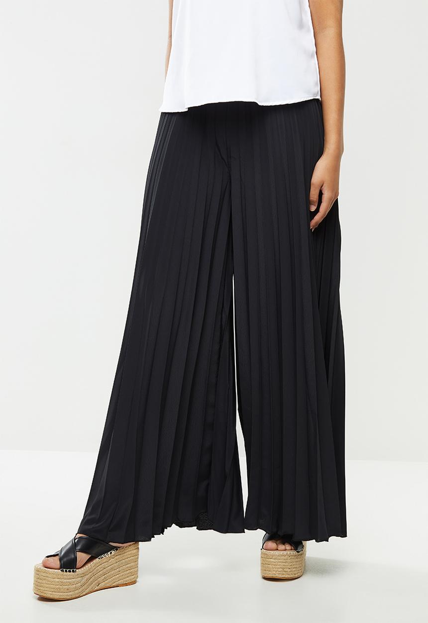 VELVET - Pleated palazzo - black