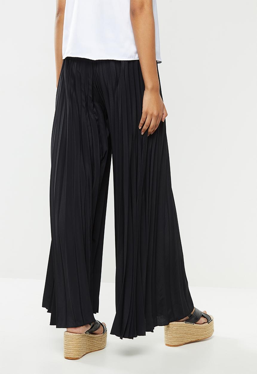 VELVET - Pleated palazzo - black