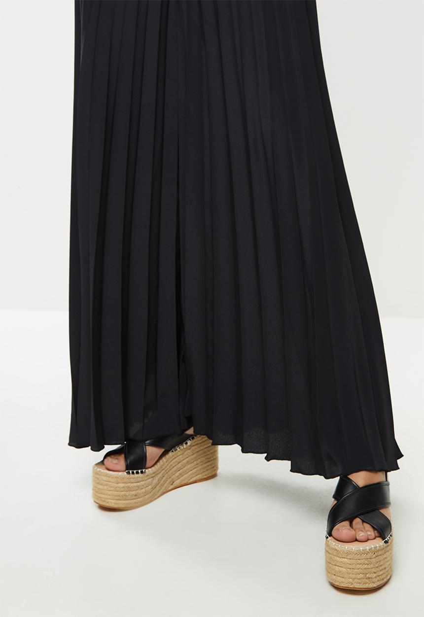 VELVET - Pleated palazzo - black