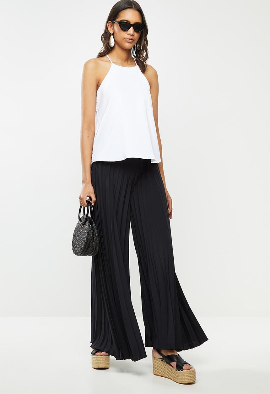 VELVET - Pleated palazzo - black