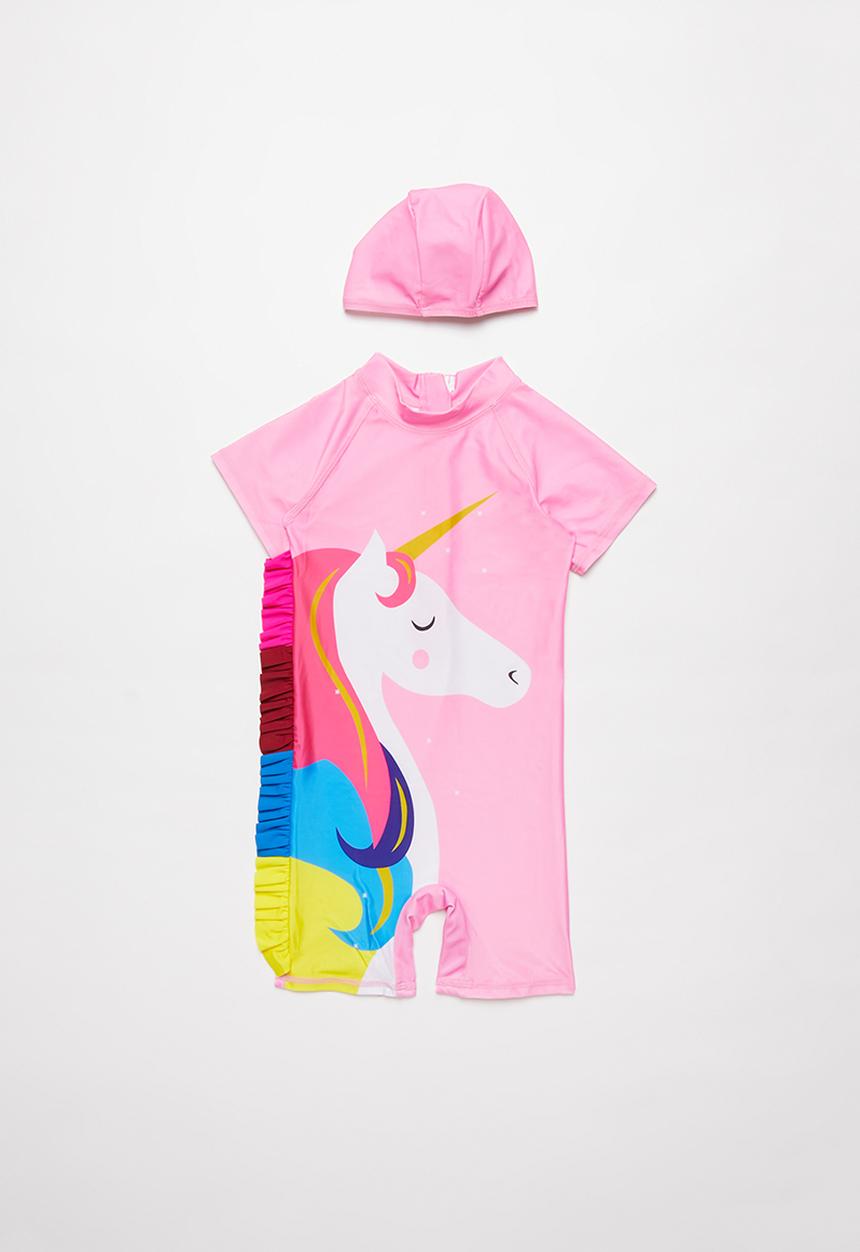 Pop Candy - Girls swimsuit & swim cap set - pink