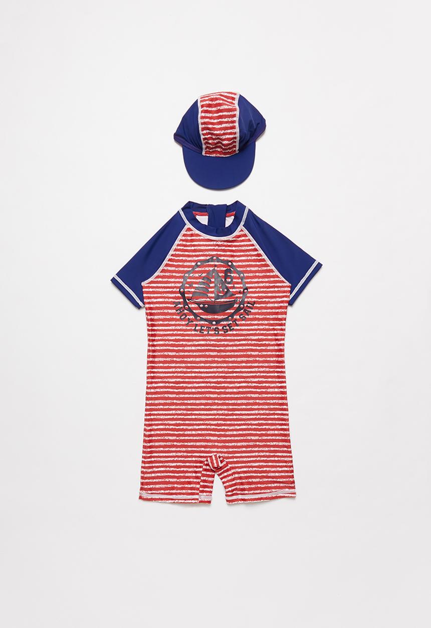 Pop Candy - Boys stripe swimset - blue & red