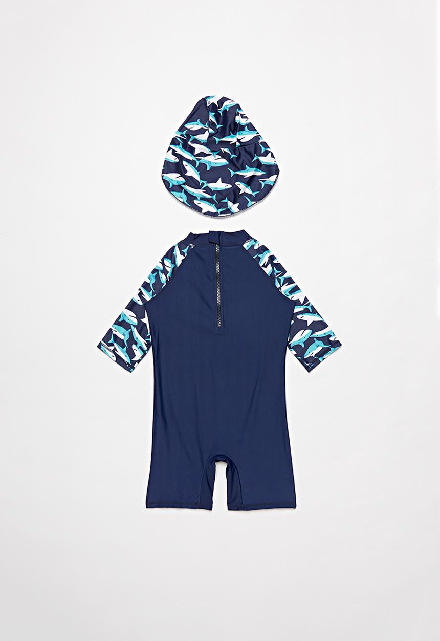 Pop Candy - Boys shark swimsuit - blue