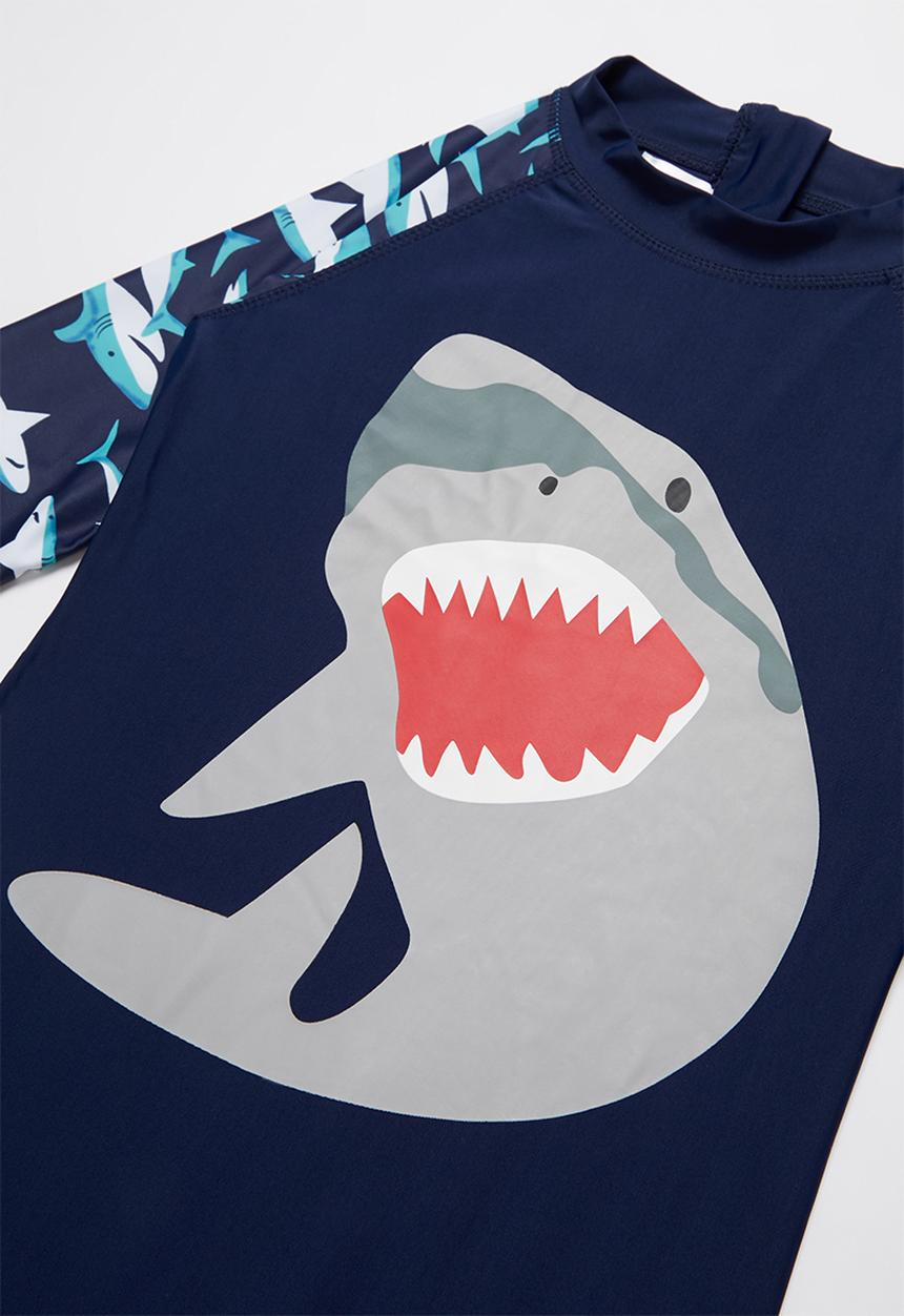Pop Candy - Boys shark swimsuit - blue
