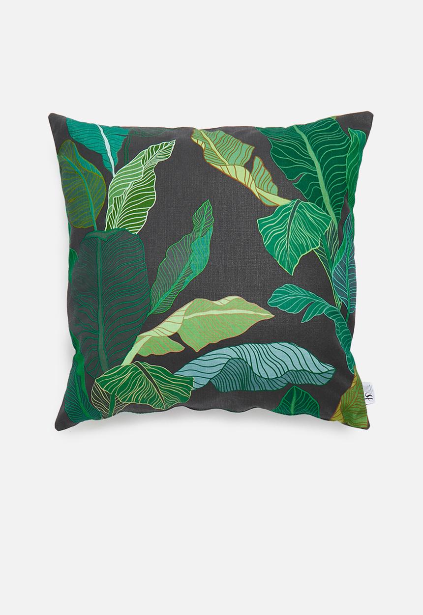 Sixth Floor - Line palm cushion cover - black & green