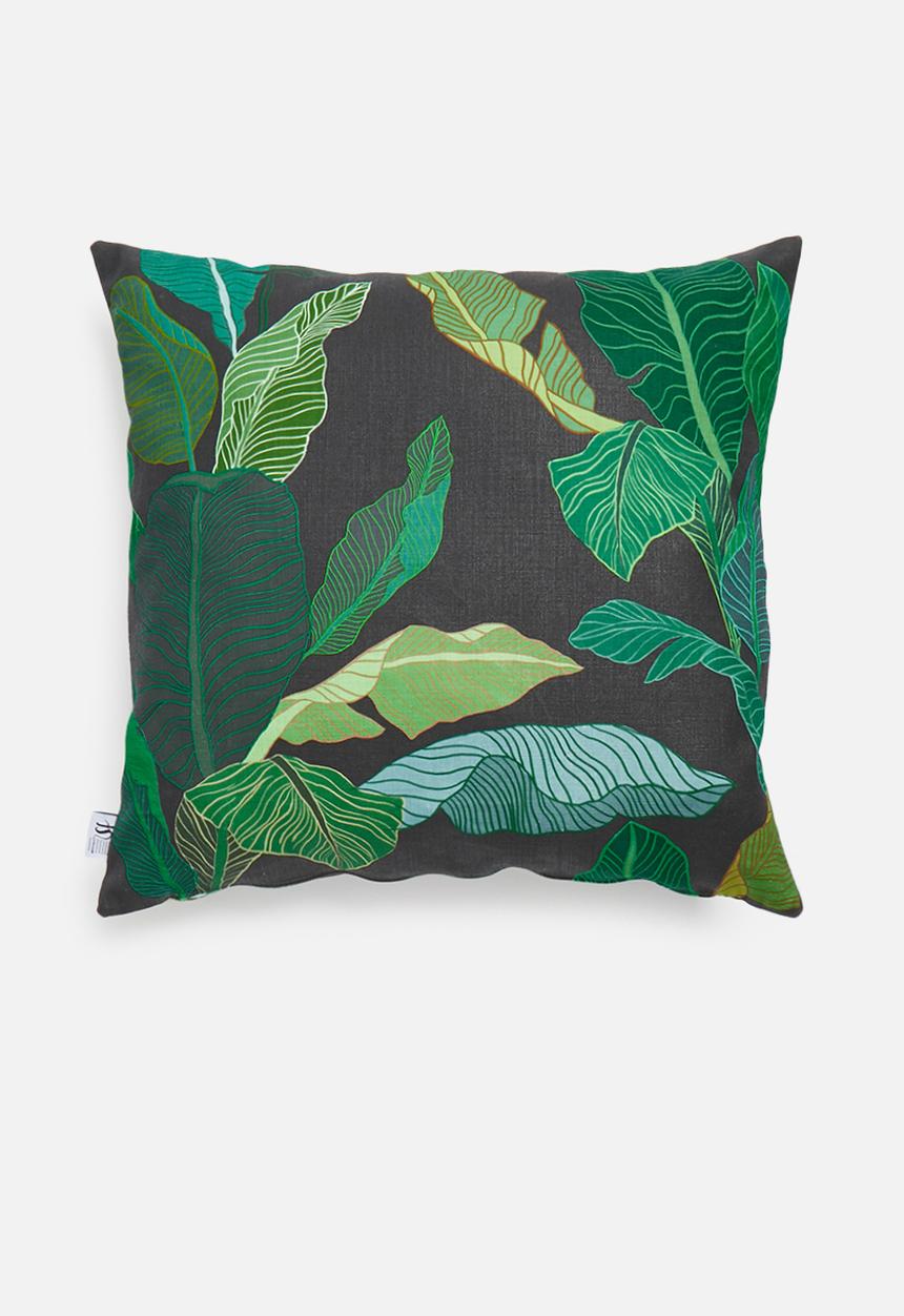 Sixth Floor - Line palm cushion cover - black & green