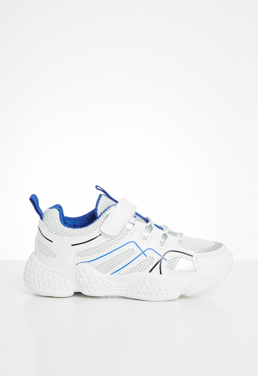 Pop Candy - Boys velcro strap sneaker - white & blue