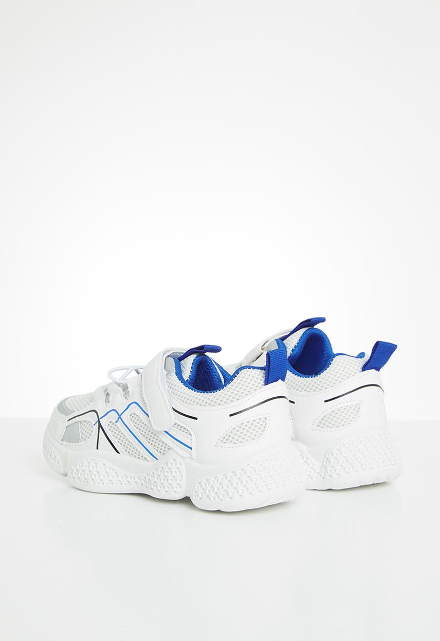 Pop Candy - Boys velcro strap sneaker - white & blue