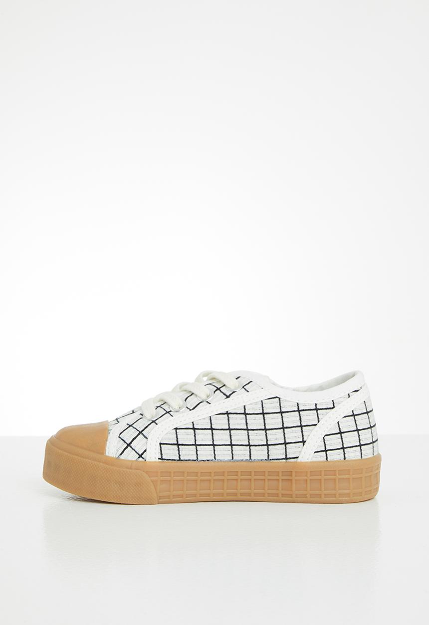 Pop Candy - Check printed sneaker - white & black 