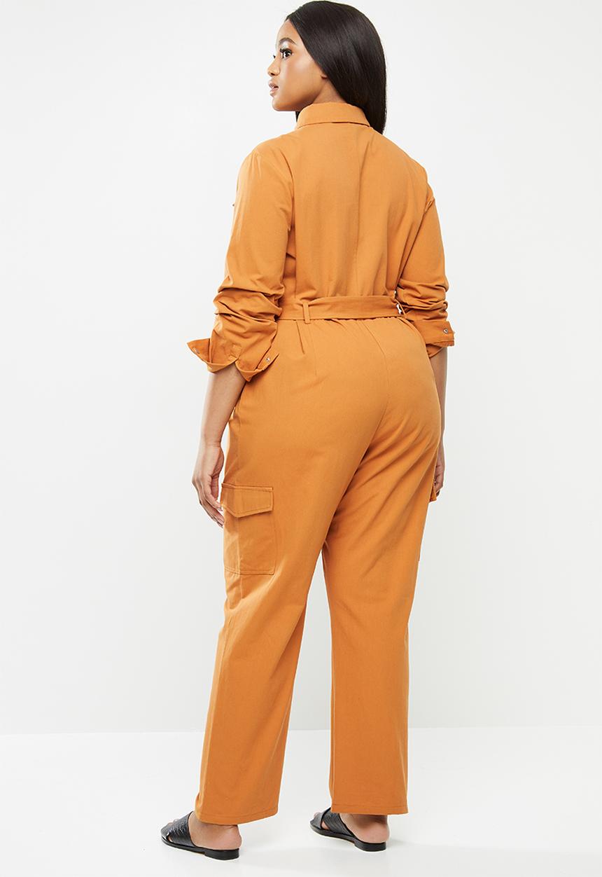 Glamorous - Plus ginger military jumpsuit - ginger
