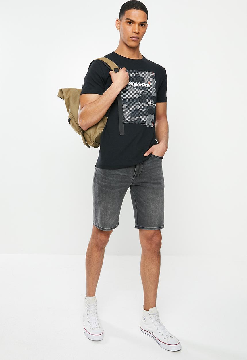 Superdry. - Tyler slim denim short - vintage black