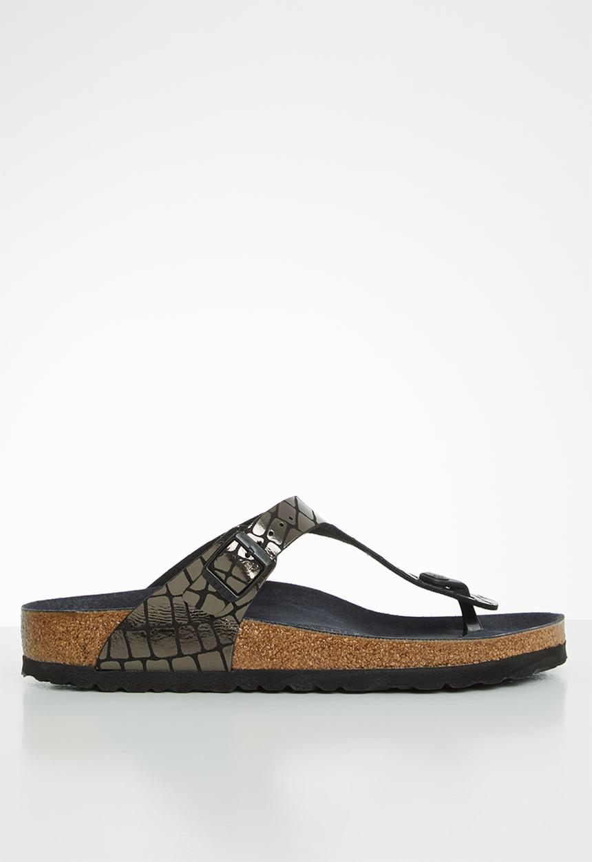 Birkenstock - Gizeh gator gleam microfiber regular - black