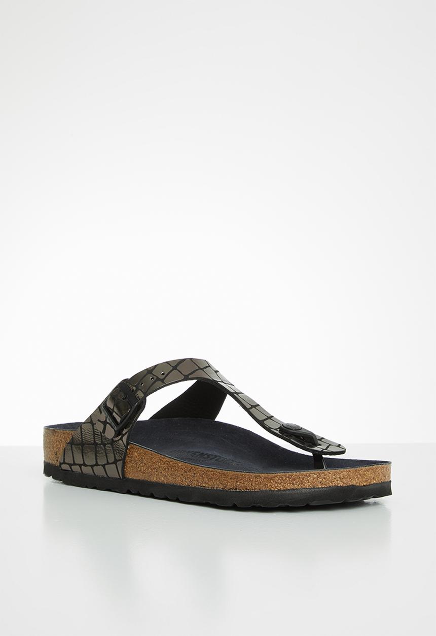 Birkenstock - Gizeh gator gleam microfiber regular - black