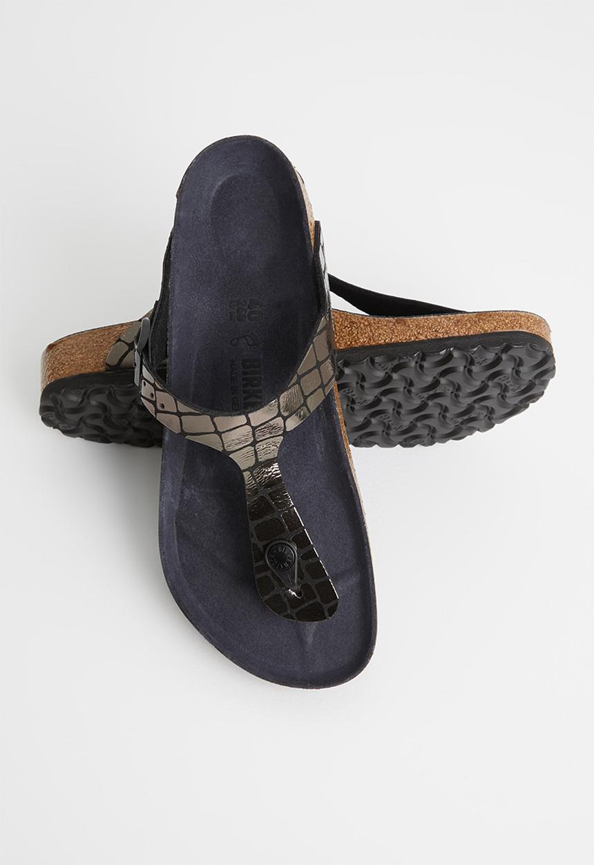 Birkenstock - Gizeh gator gleam microfiber regular - black