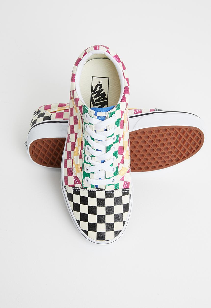 Vans - Old Skool - glitter check multi & true white