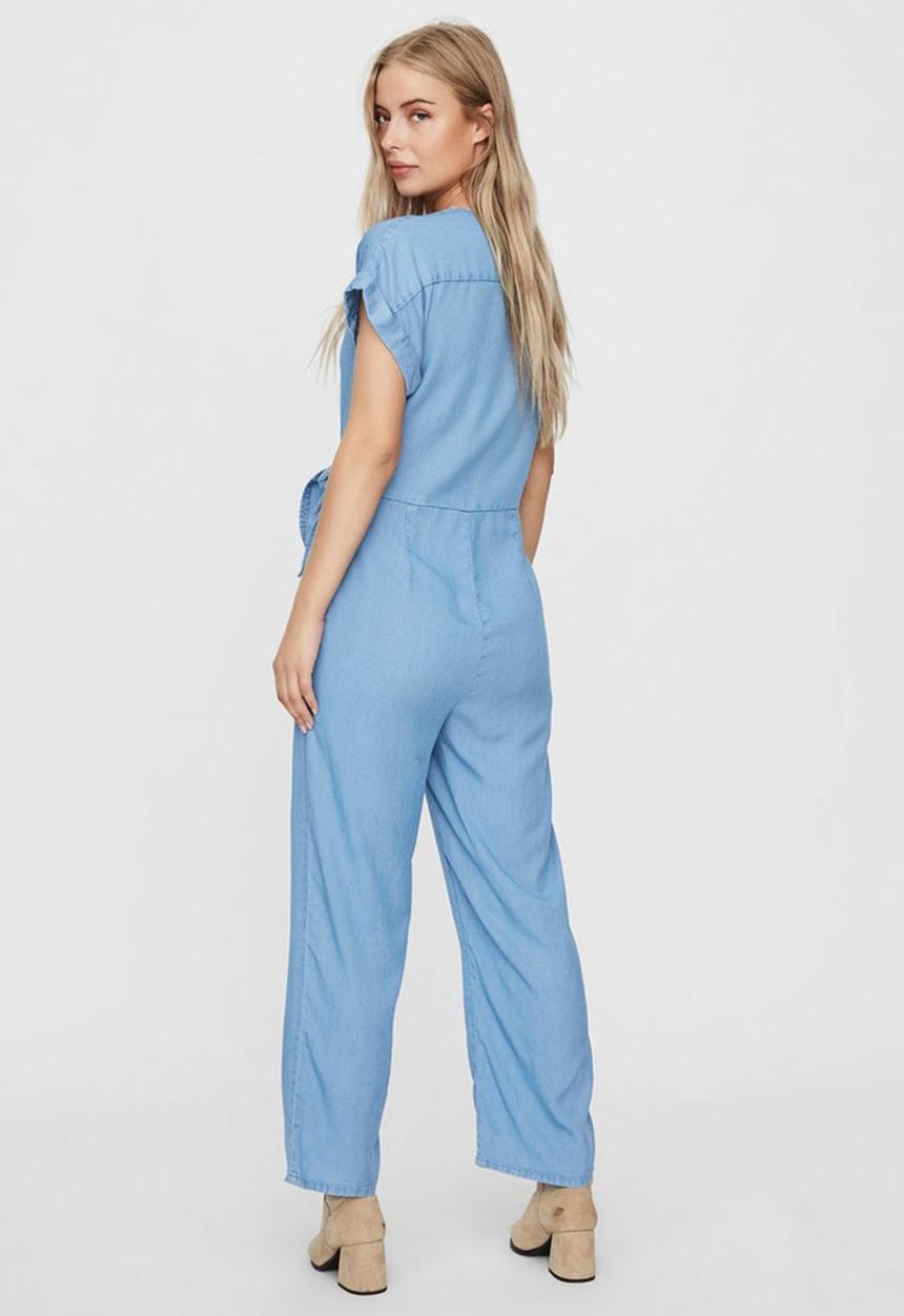 Vero Moda - Laura short sleeve v-neck knot jumpsuit - blue