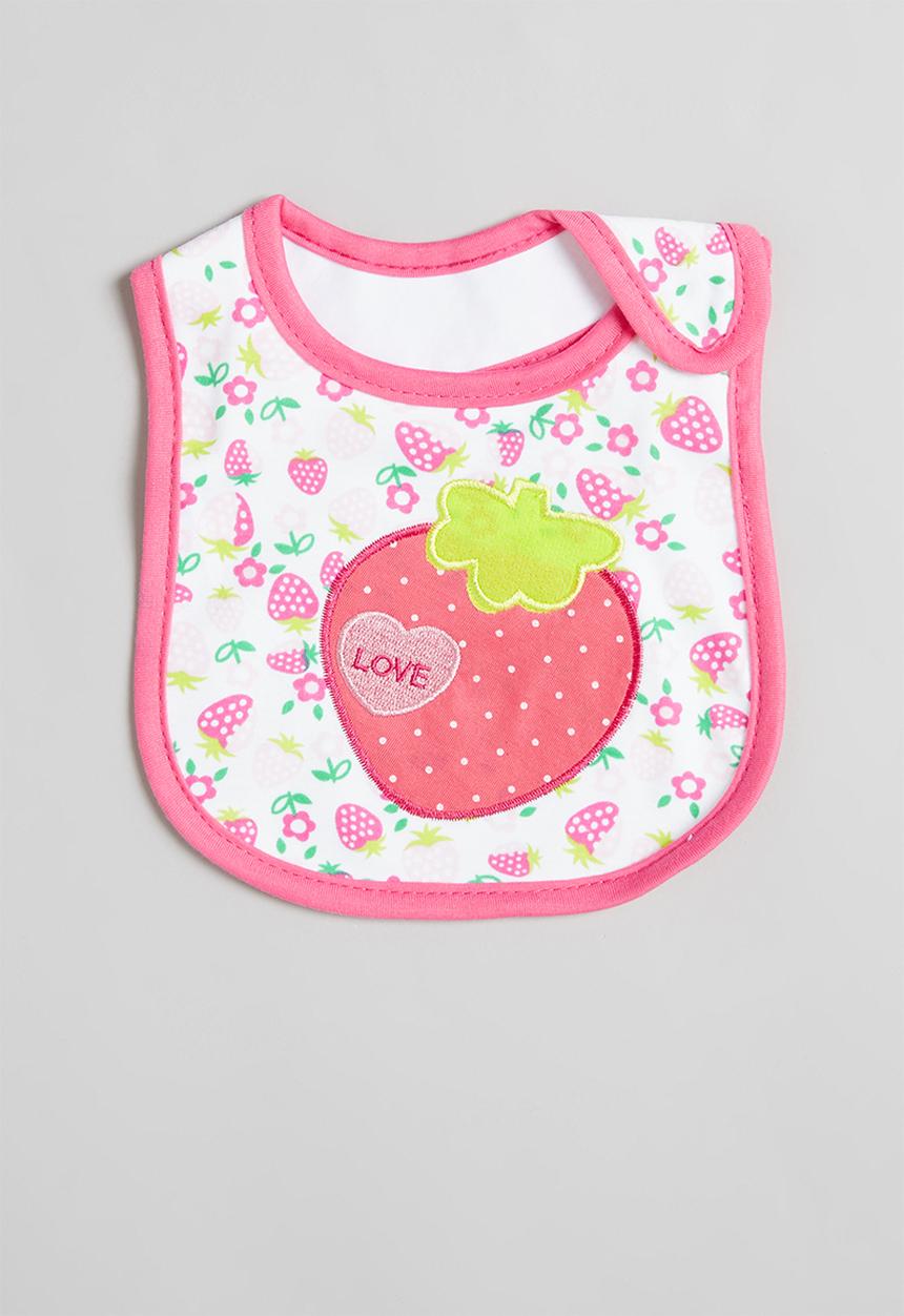 Pop Candy - Girls strawberry bib - white & pink