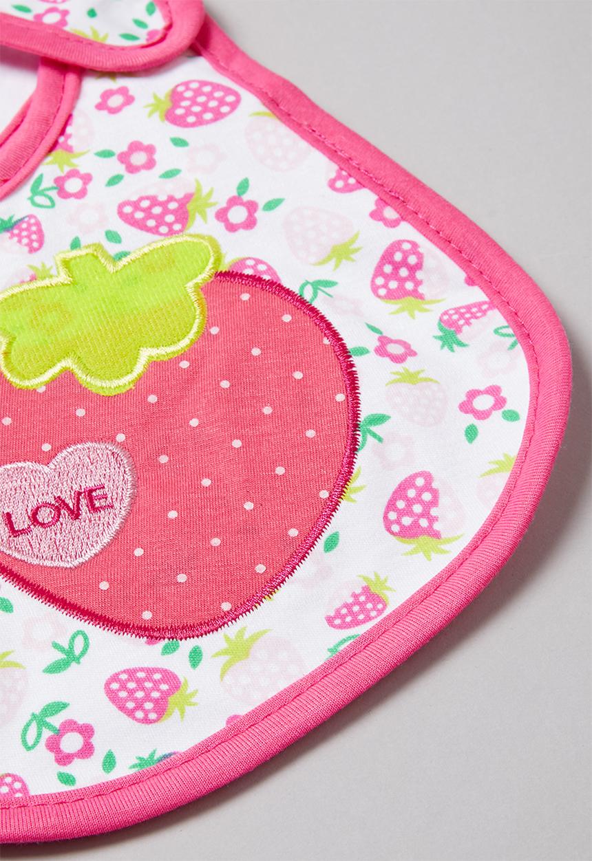 Pop Candy - Girls strawberry bib - white & pink