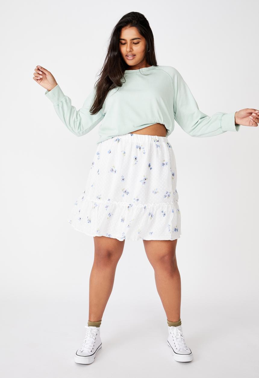 Cotton On - Curve finley mini skirt - floral flintstone